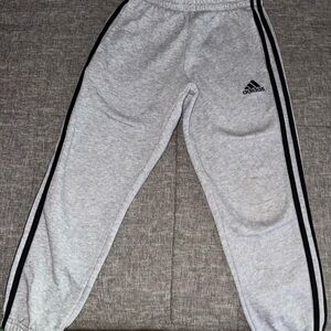 Adidas Kids Light Gray Joggers with Black Stripes